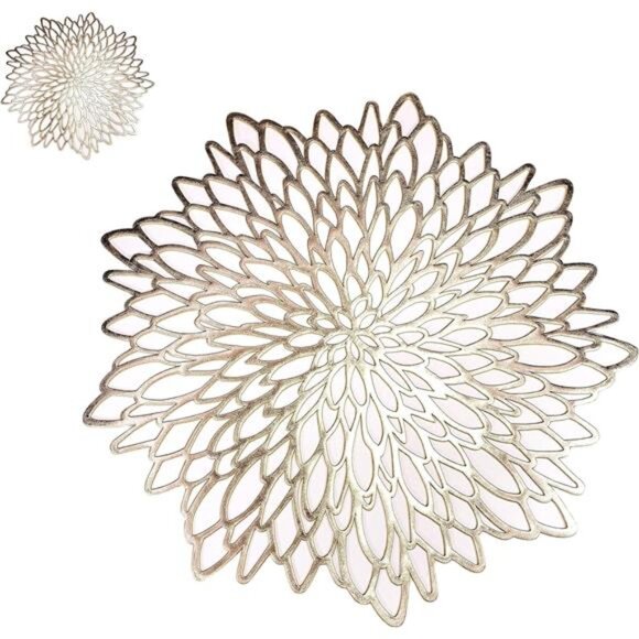 Sets of 12 Gold Metallic Placemats & Coasters 24 PCS Matching, Laminated Vinyl - Picture 1 of 7